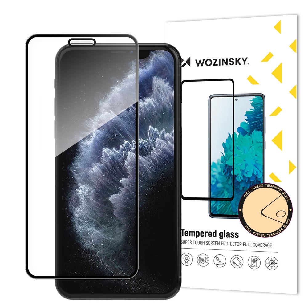 Wozinsky full lim herdet glass med ramme for iPhone 11 Pro/XS/X - svart skjermbeskytter