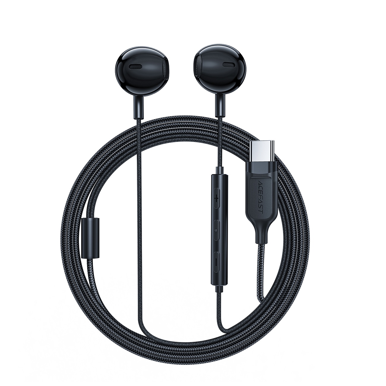 Acefast L2 in-ear-hodetelefoner med USB-C-kontakt, mikrofon og fjernkontroll 1,2 m - svart