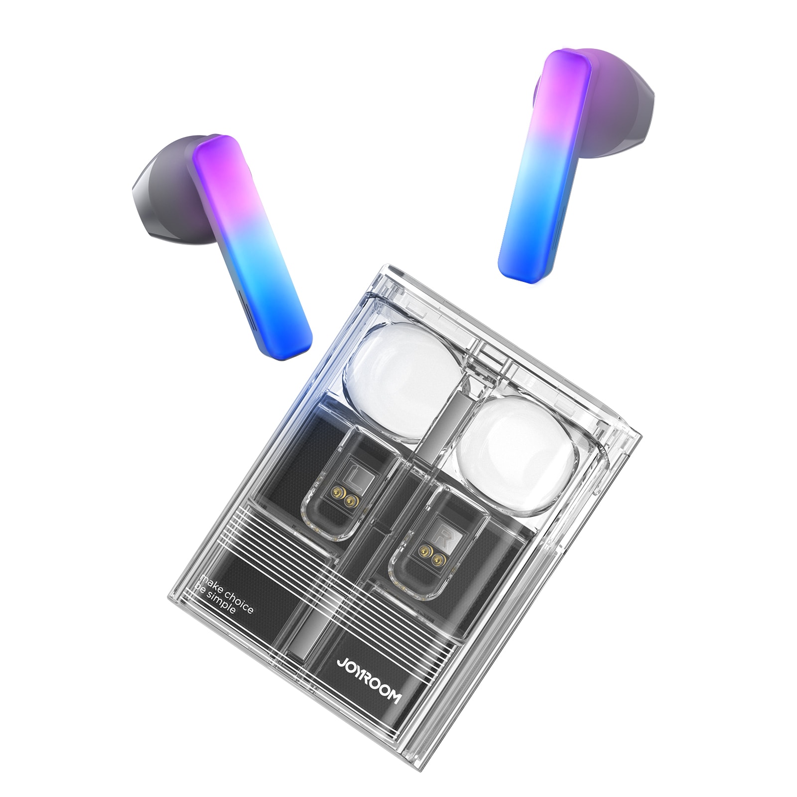 TWS Joyroom JR-TC1 IceLens Series trådløse hodetelefoner med LED-lys - svart