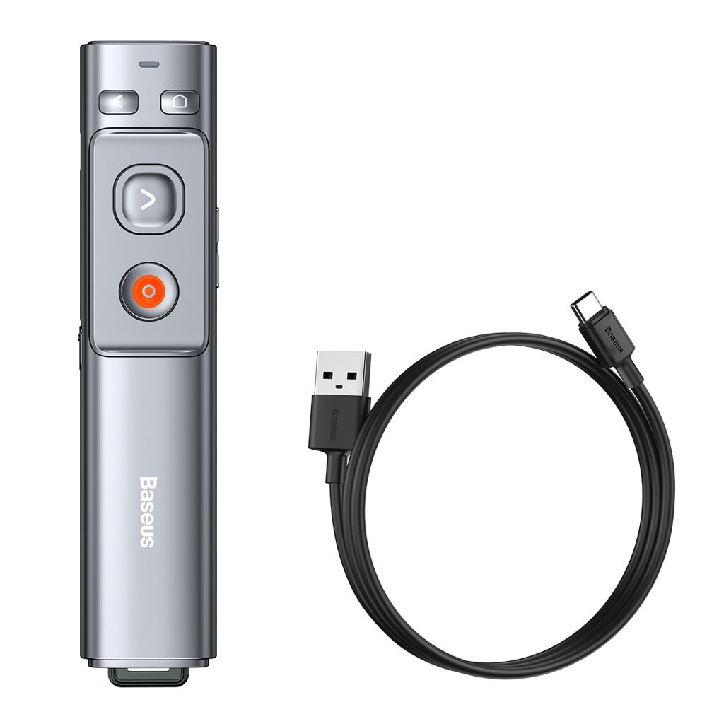 Baseus Orange Dot trådløs presentasjonslaserpeker - grå (med batteri)