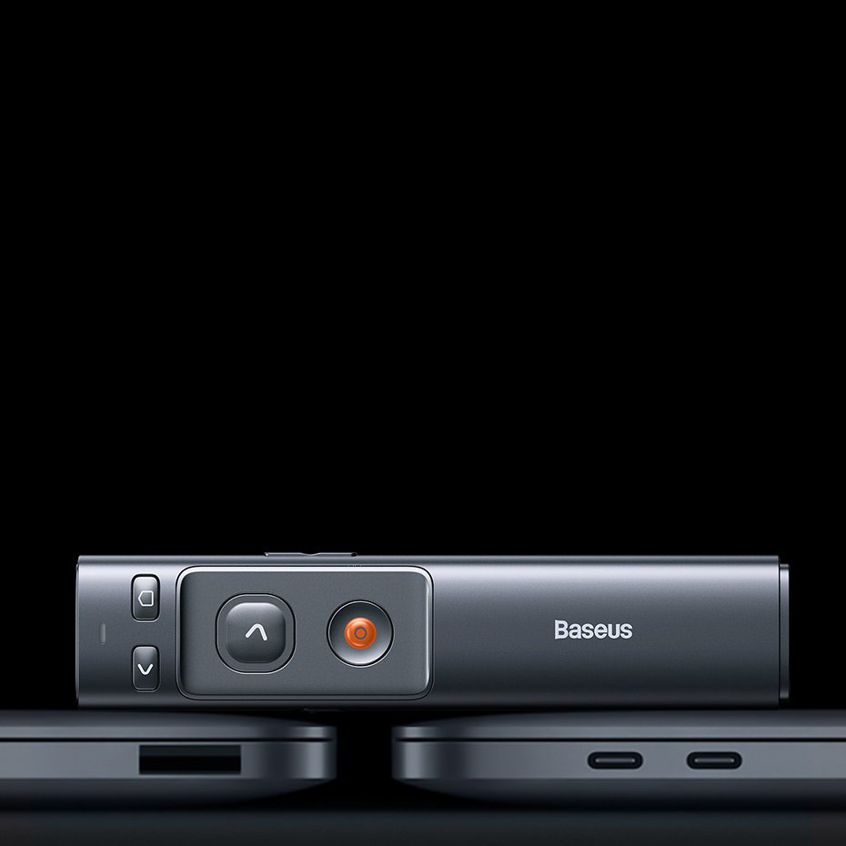 Baseus Orange Dot trådløs presentasjonslaserpeker - grå (med batteri)