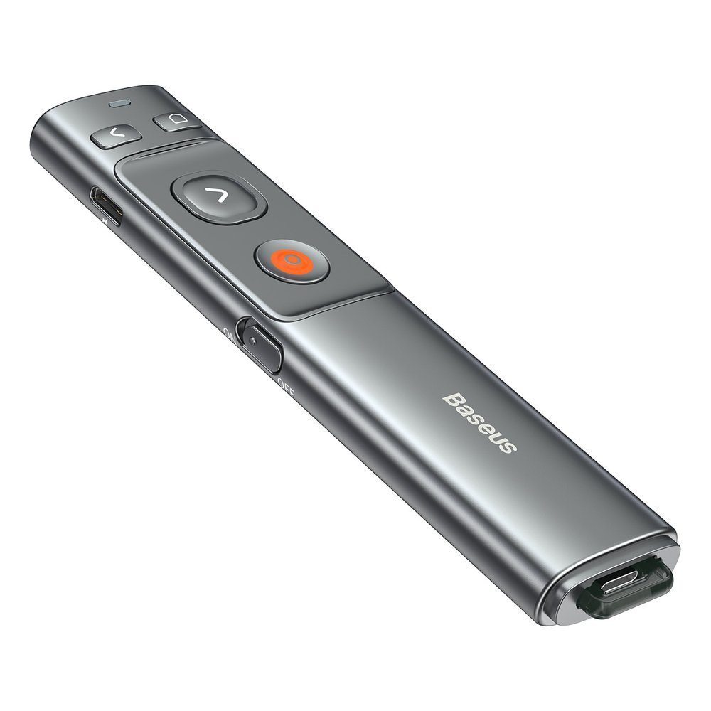 Baseus Orange Dot trådløs presentasjonslaserpeker - grå (med batteri)