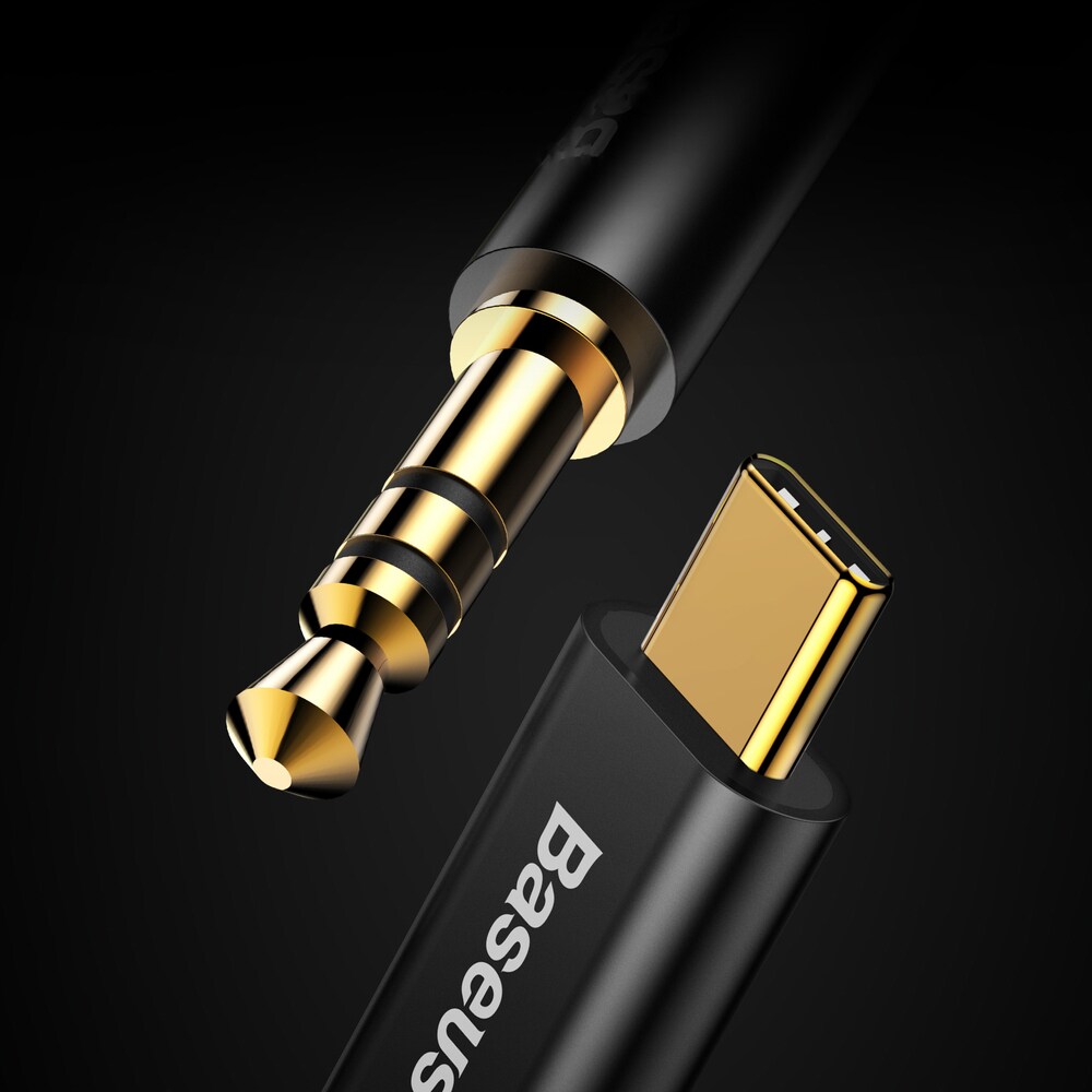 Baseus 3.5mm AUX Stereo Cable - USB Type C for Tablet & Phone, 120cm, Black (CAM01-01)