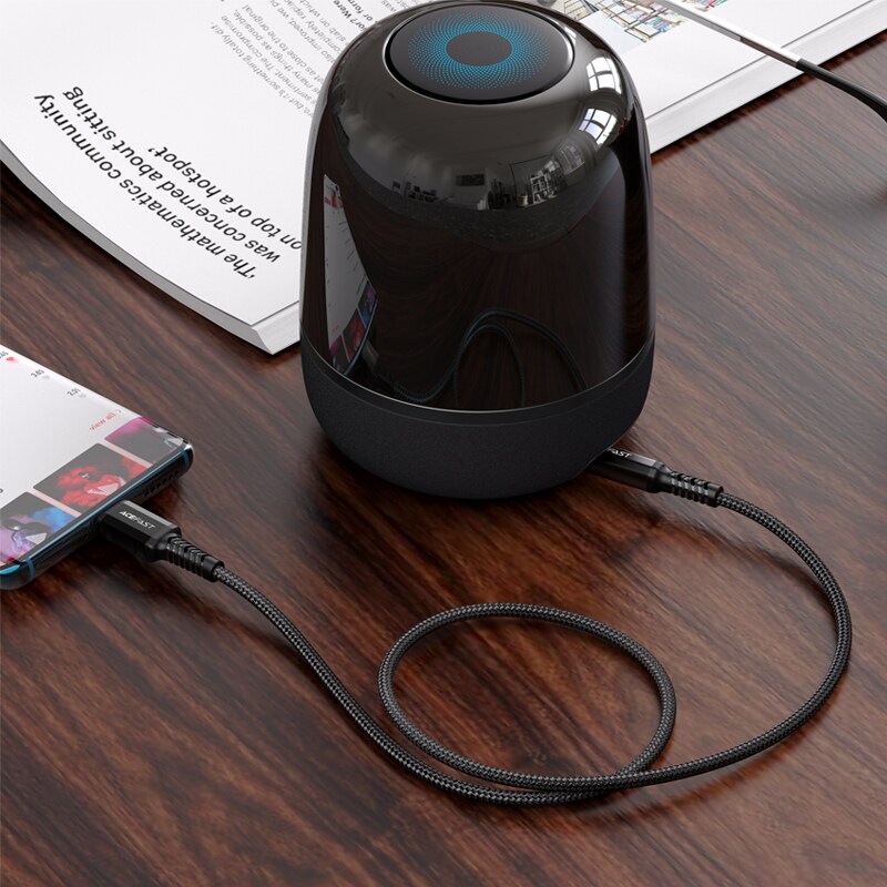 Acefast lydkabel USB Type C - 3,5 mm minijack (hann) 1,2 m, AUX svart (C1-08 svart)
