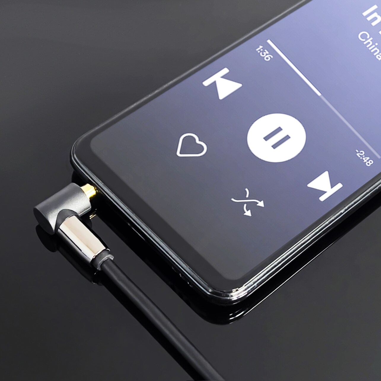 Wozinsky AUX-kabel vinklet (hann-hann) minijack-kabel 2 m svart