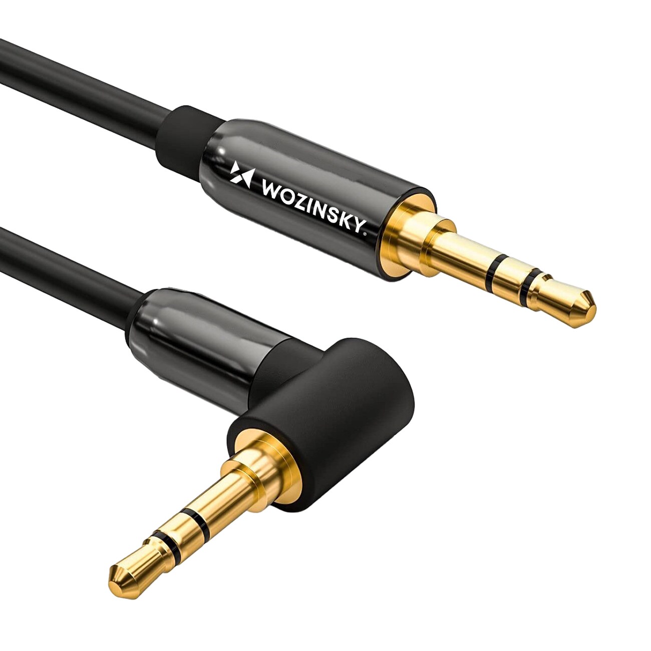 Wozinsky AUX-kabel vinklet (hann-hann) minijack-kabel 2 m svart