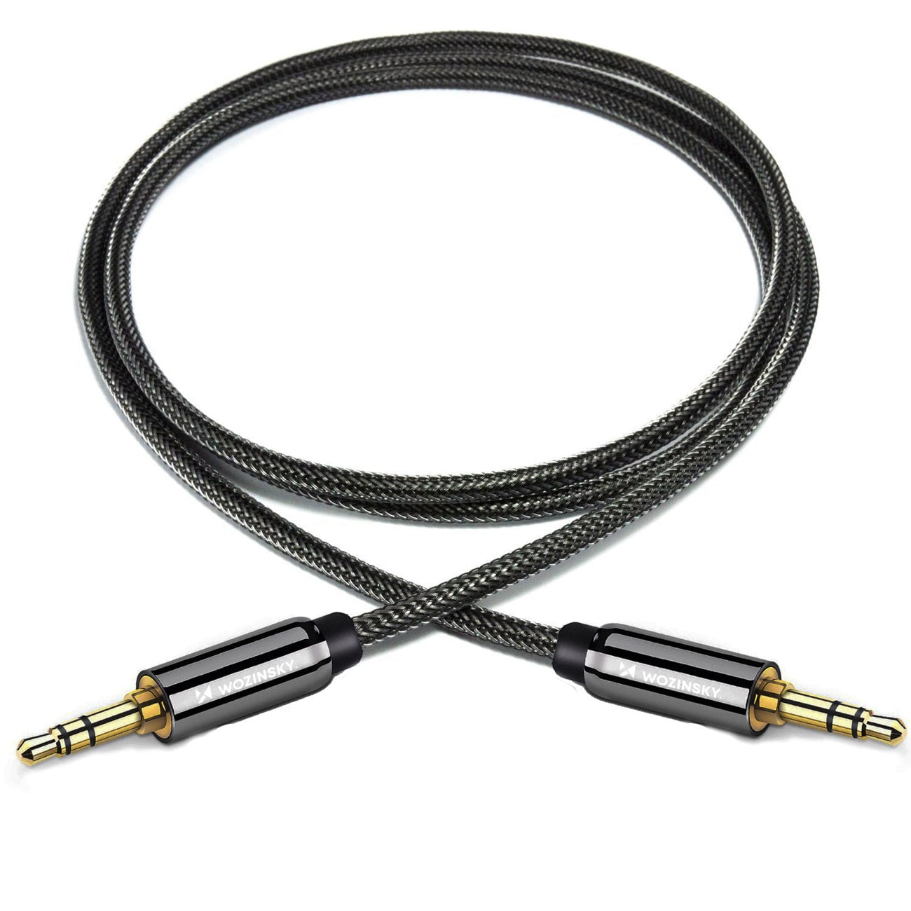 Wozinsky universal minijack-kabel 2x AUX-kabel 1,5 m svart