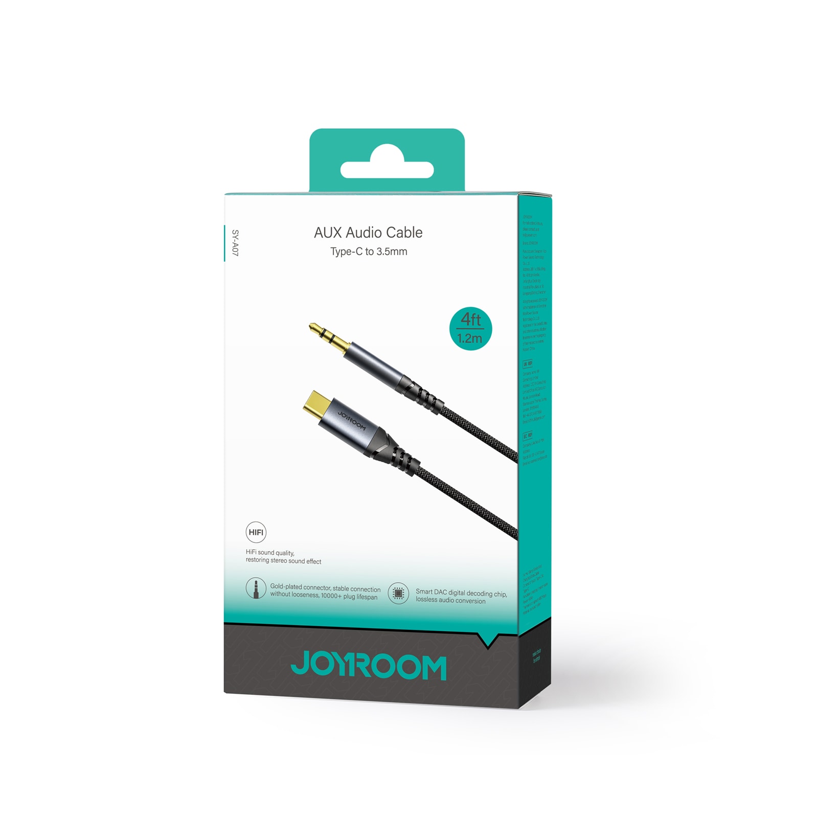 Joyroom Audio Transfer Series SY-A07 Mini-jack 3,5 mm/USB-C-kabel 1,2 m - svart