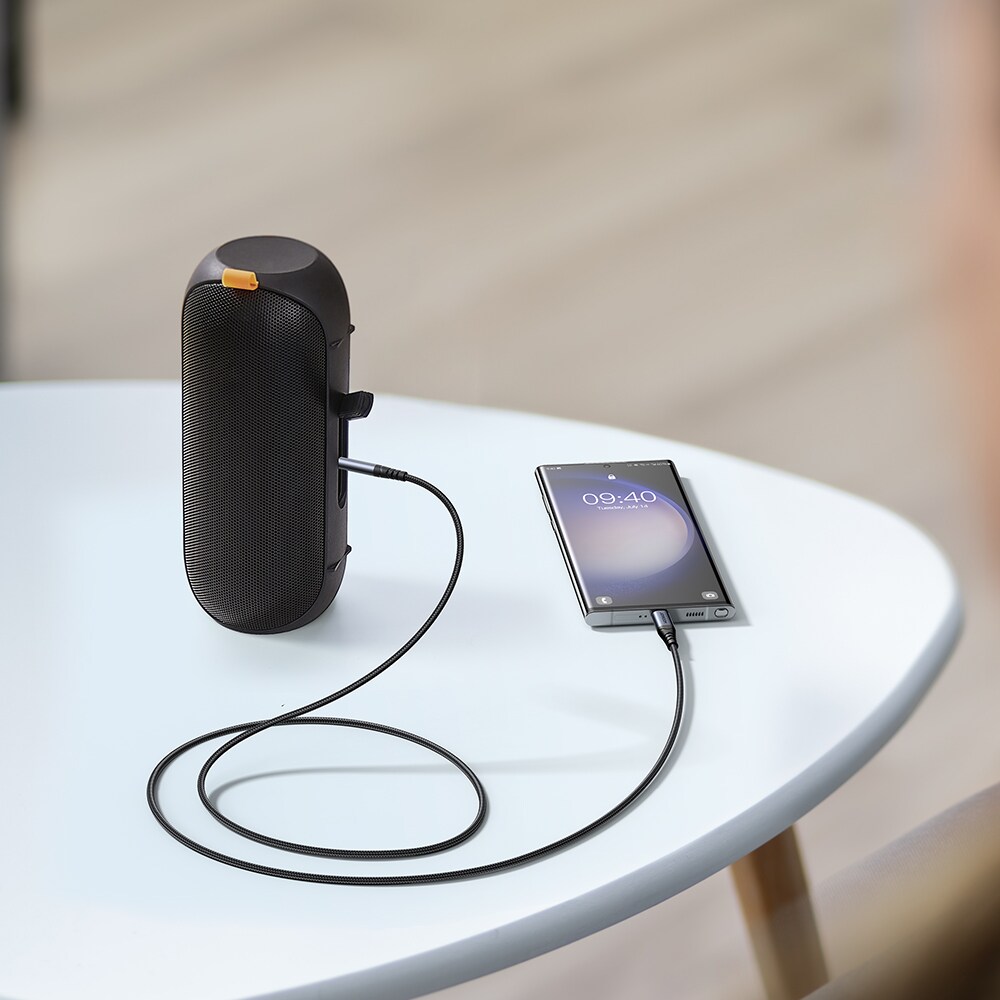 Joyroom Audio Transfer Series SY-A07 Mini-jack 3,5 mm/USB-C-kabel 1,2 m - svart