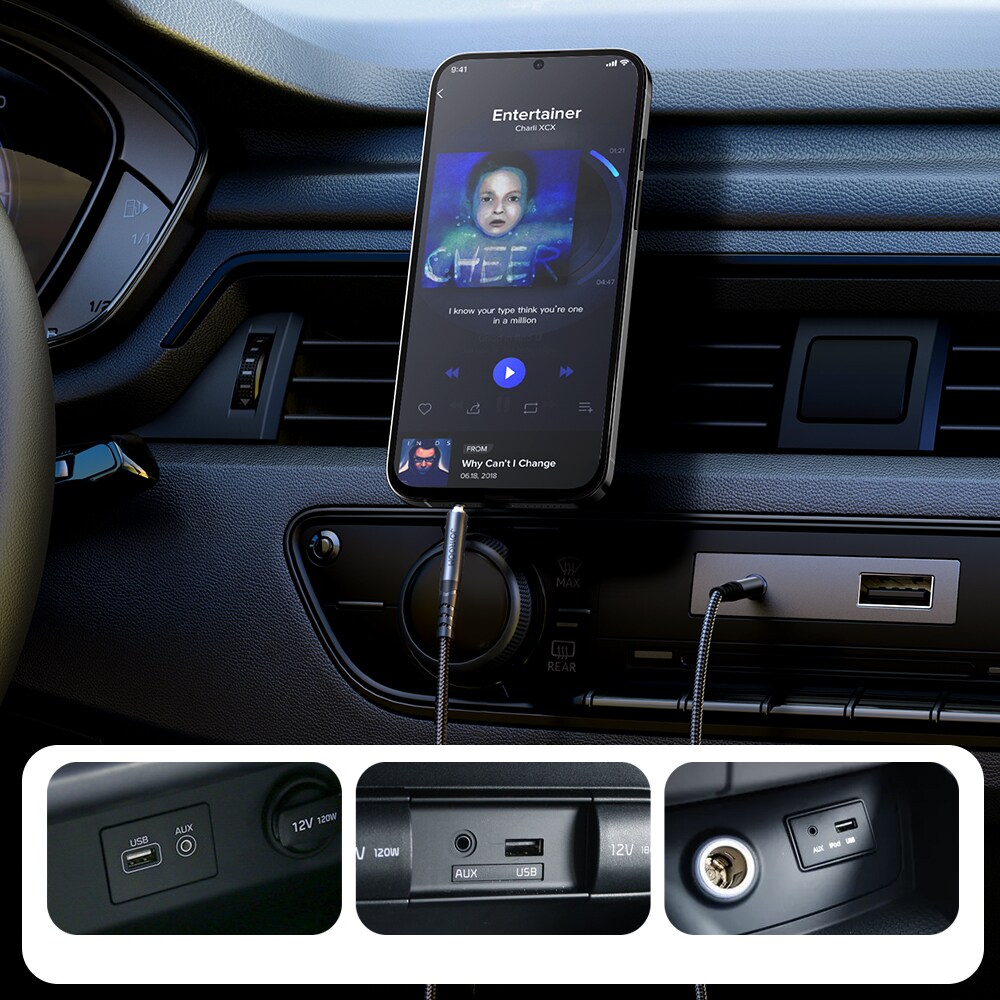 Joyroom stereolydkabel AUX 3,5 mm minijack 1,2 m svart (SY-A08)