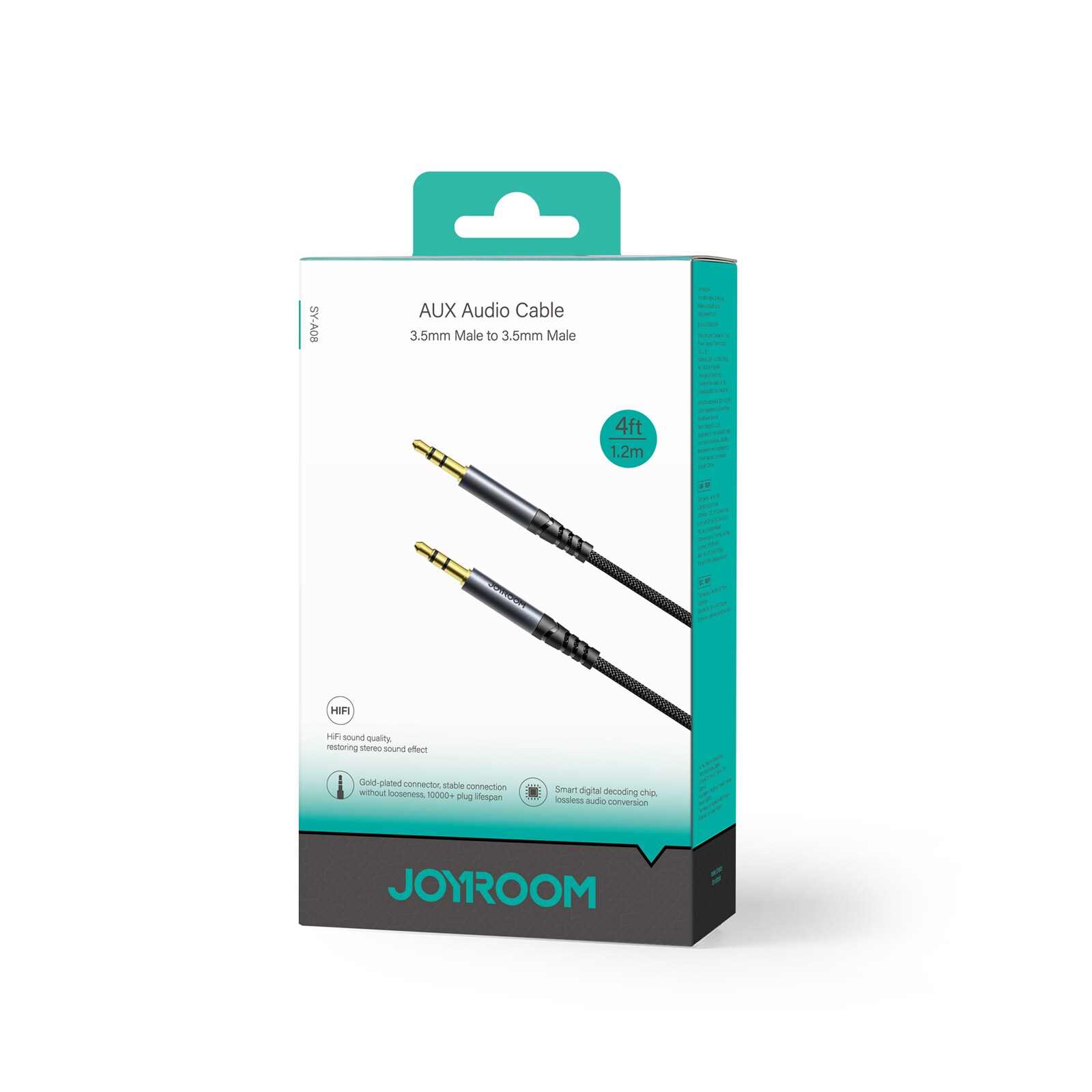 Joyroom stereolydkabel AUX 3,5 mm minijack 1,2 m svart (SY-A08)