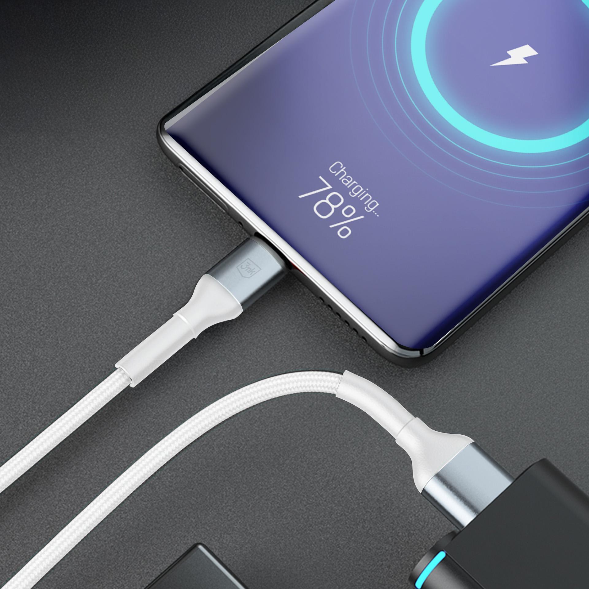 3mk Hyper Cable N-SERIES USB-A / USB-C 1m 9V/2A 18W / hvit