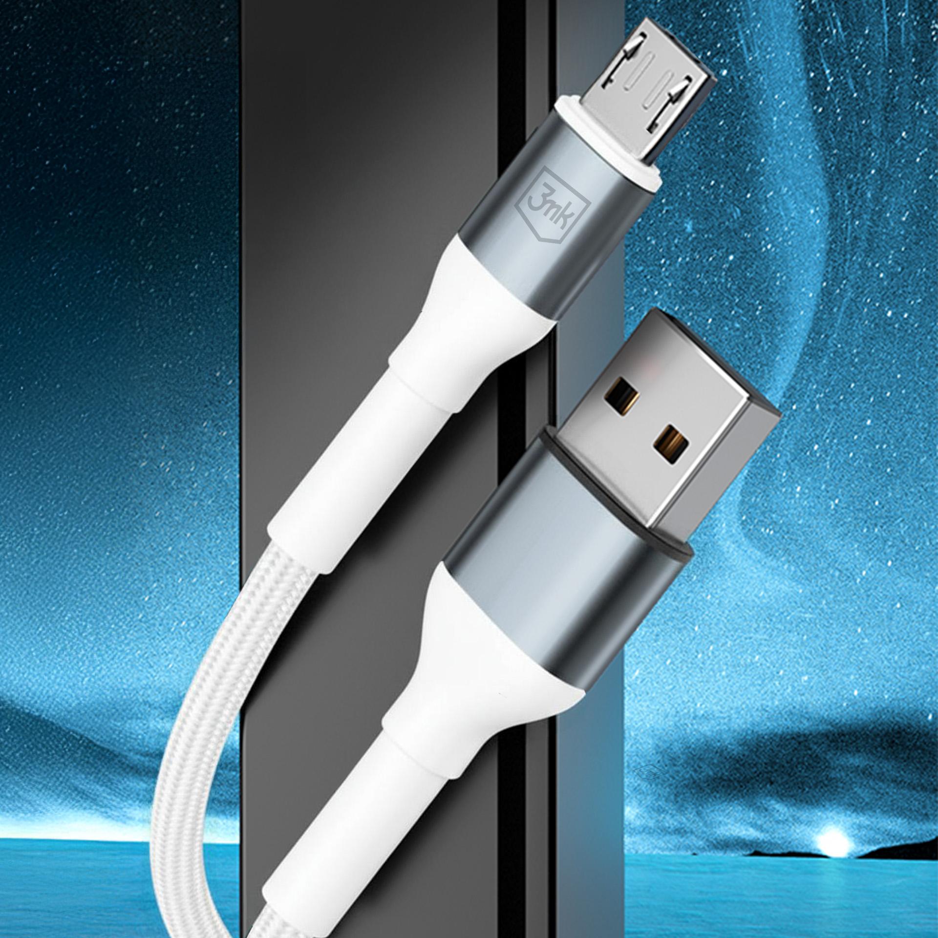 3mk Hyper Cable N-SERIES USB-A / MicroUSB 1m 5V/2,4A 12W / hvit