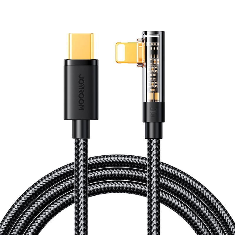 Joyroom Spillkabel S-CL020A6 Lightning (vinklet) / USB-C (rett) 20W 1,2 m - svart