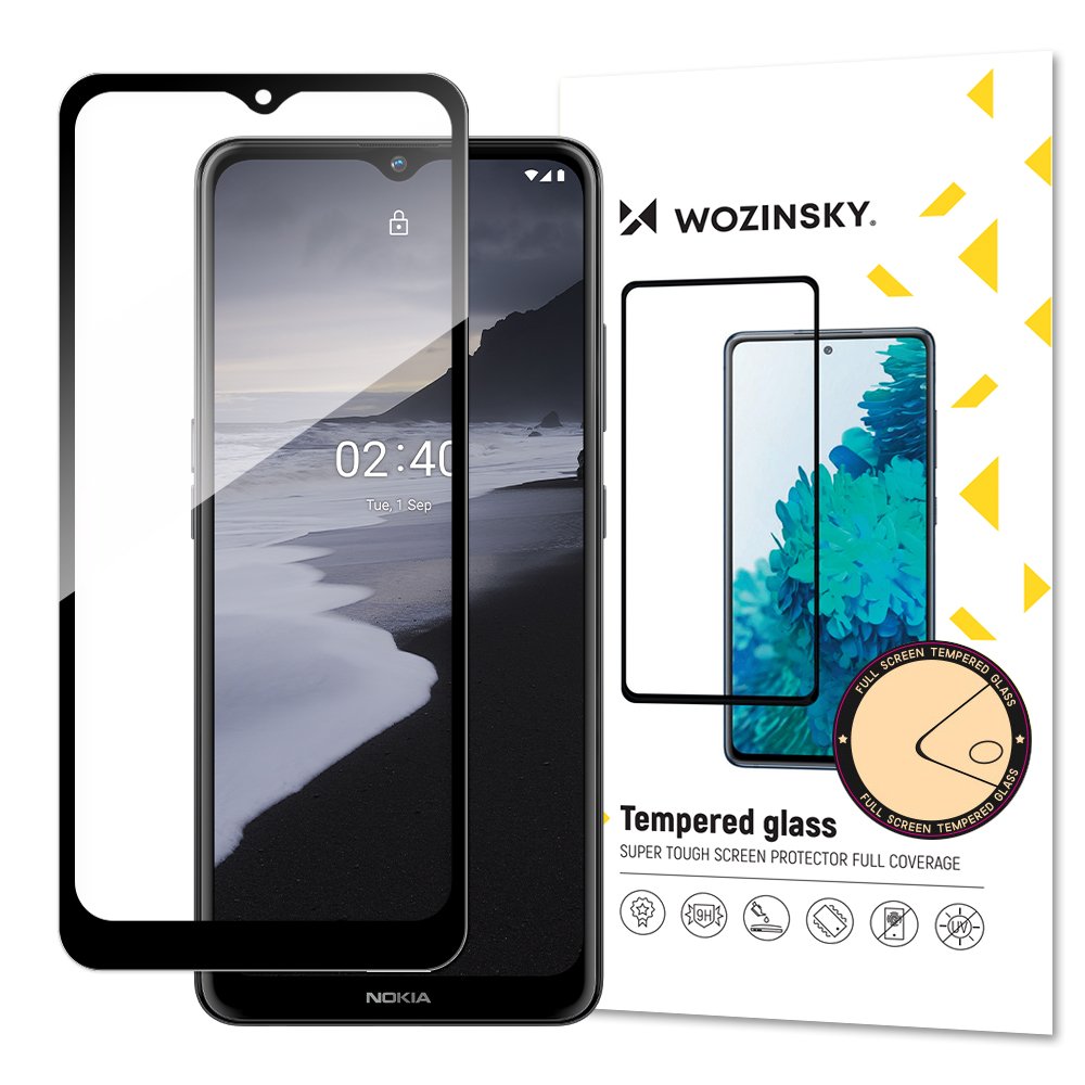 Wozinsky Herdet Glass Full Lim Super Tough Skjermbeskytter Case Friendly for Nokia 2.4 svart