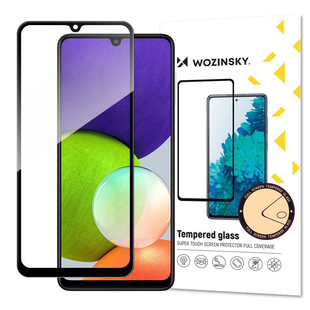 Wozinsky Herdet Glass Full Lim Super Tough Skjermbeskytter for Samsung Galaxy A22 4G, svart