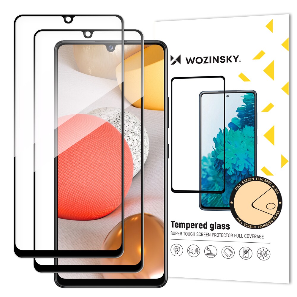 Wozinsky 2x Herdet Glass Full Lim Super Tough Skjermbeskytter for Samsung Galaxy A42 5G, Svart