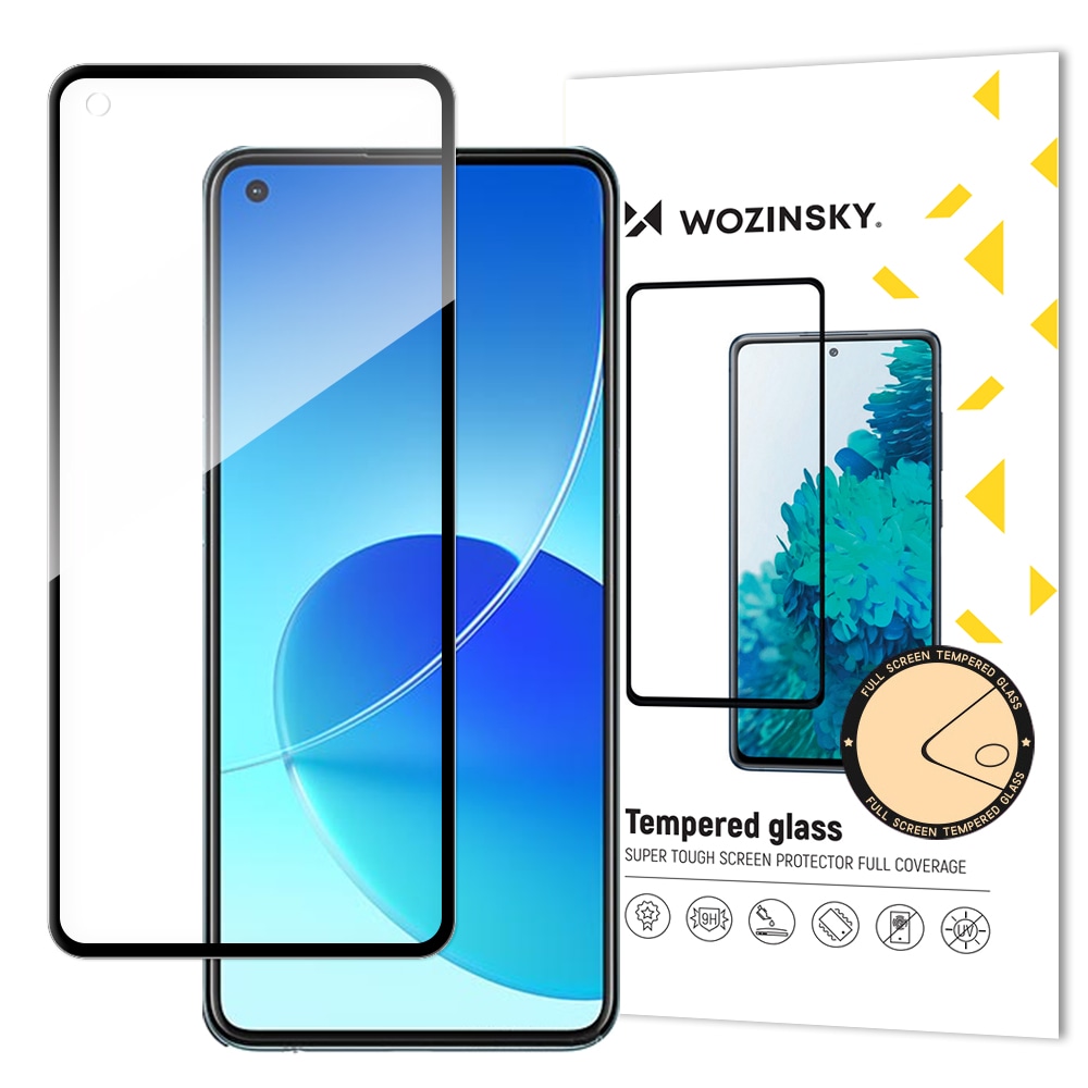 Wozinsky Herdet Glass Full Lim Super Tough Skjermbeskytter Case Friendly for Oppo Reno6 4G svart