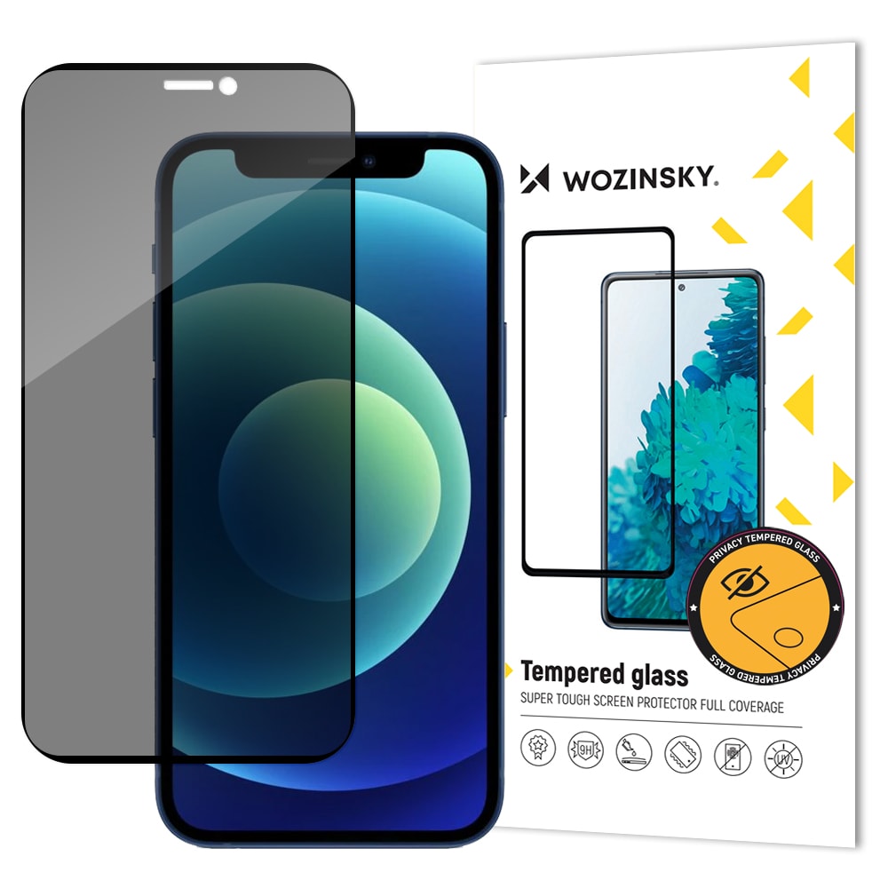 Wozinsky Personvernglass herdet glass for iPhone 12 Pro / iPhone 12 med antispioneringsfilter