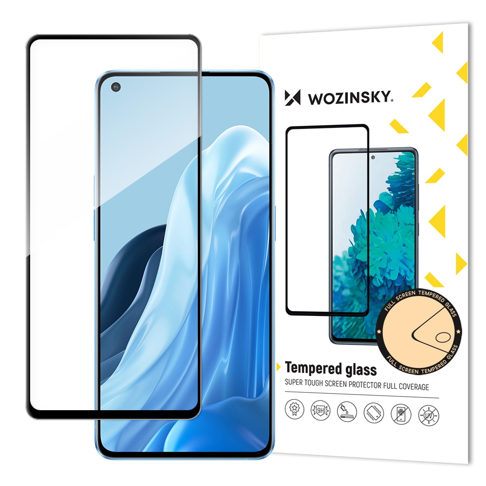 Wozinsky Herdet Glass Full Lim Super Tough Skjermbeskytter for Oppo Reno7 Pro 5G - svart