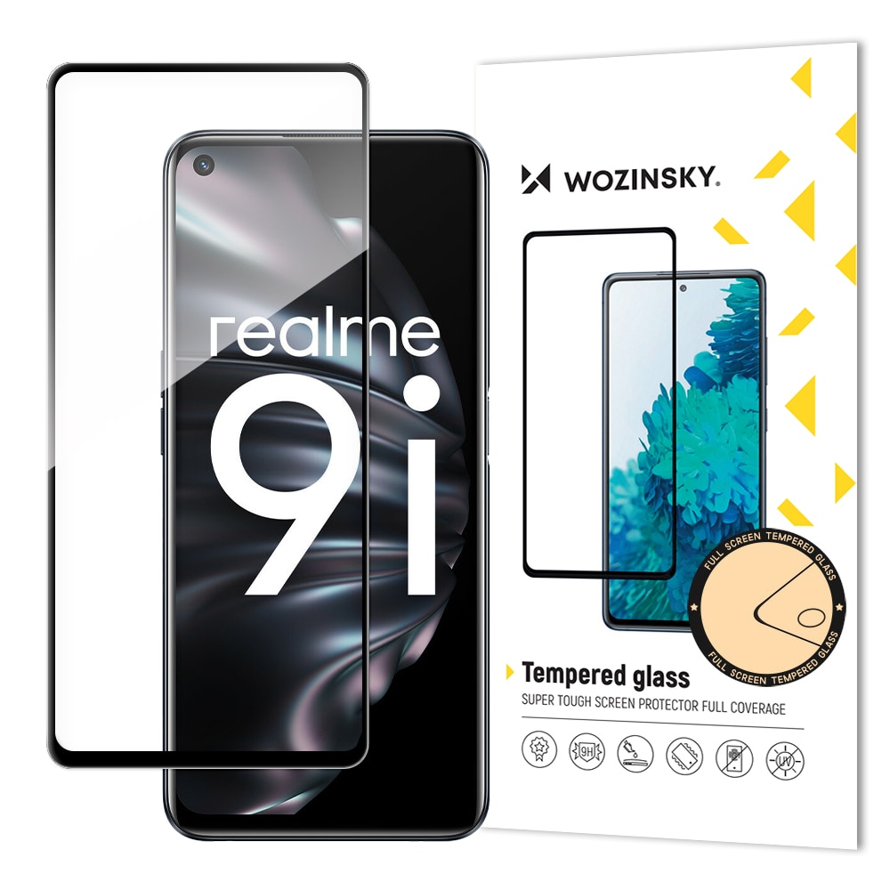 Wozinsky Herdet glass Super Tough skjermbeskytter med ramme for Oppo A76/A36 & Realme 9i svart