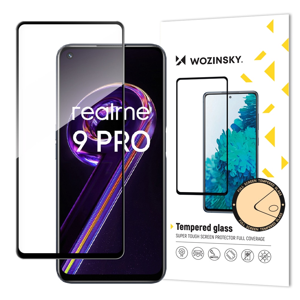 Wozinsky Herdet Glass Full Lim Super Tough Skjermbeskytter med Ramme for Realme 9 Pro svart