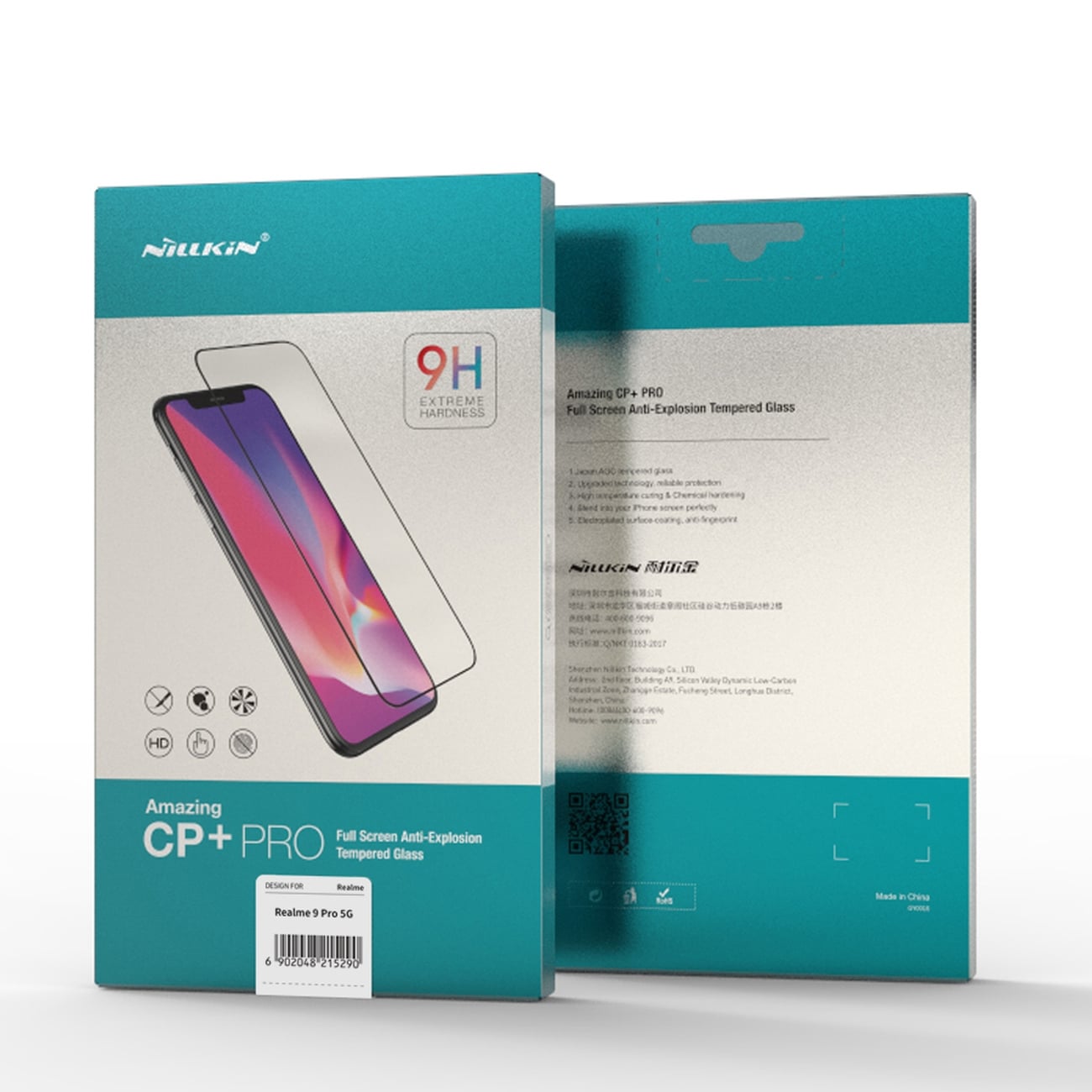 Nillkin CP+PRO ultratynt herdet fullskjermglass med 0,2 mm ramme 9H Realme 9 Pro svart