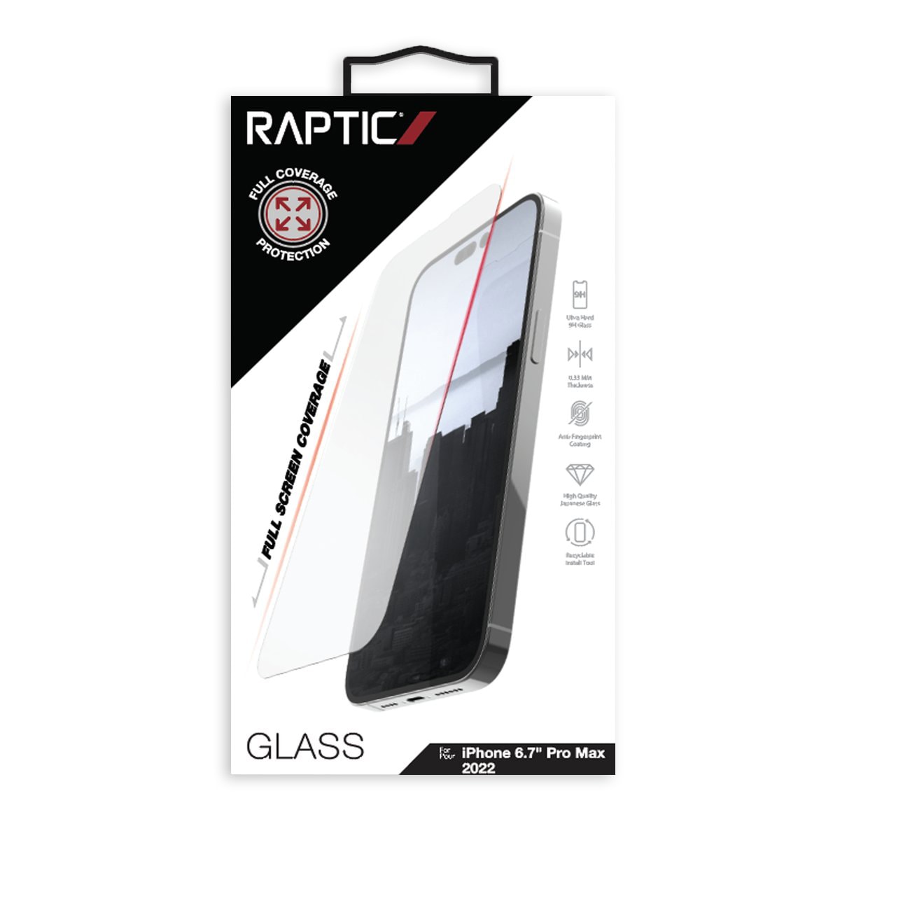 Raptic X-Doria Full Glass herdet glass iPhone 14 Pro Max for hele skjermen