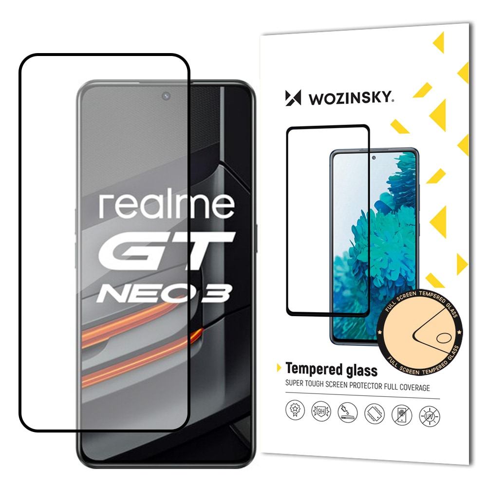 Wozinsky Super tøff full lim herdet glass full skjerm med ramme Case Friendly Realme GT Neo 3 Black
