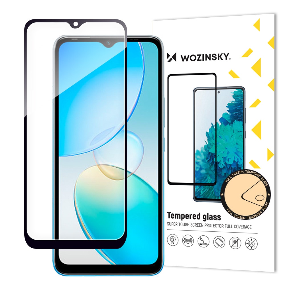 Wozinsky Full lim Infinix Hot 12i Full skjerm herdet glass med ramme svart (etuivennlig)