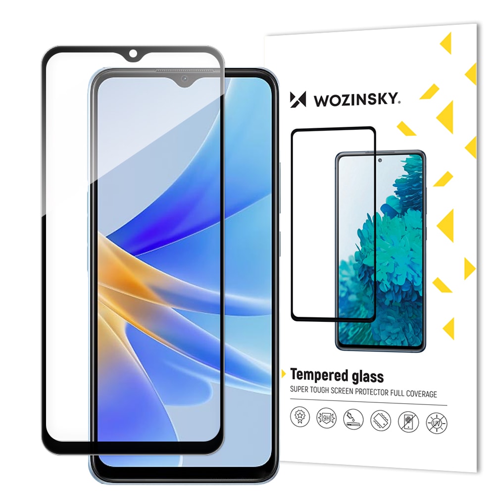 Wozinsky Fullt lim herdet glass herdet glass for Oppo A17 9H fullskjermdeksel med svart ramme