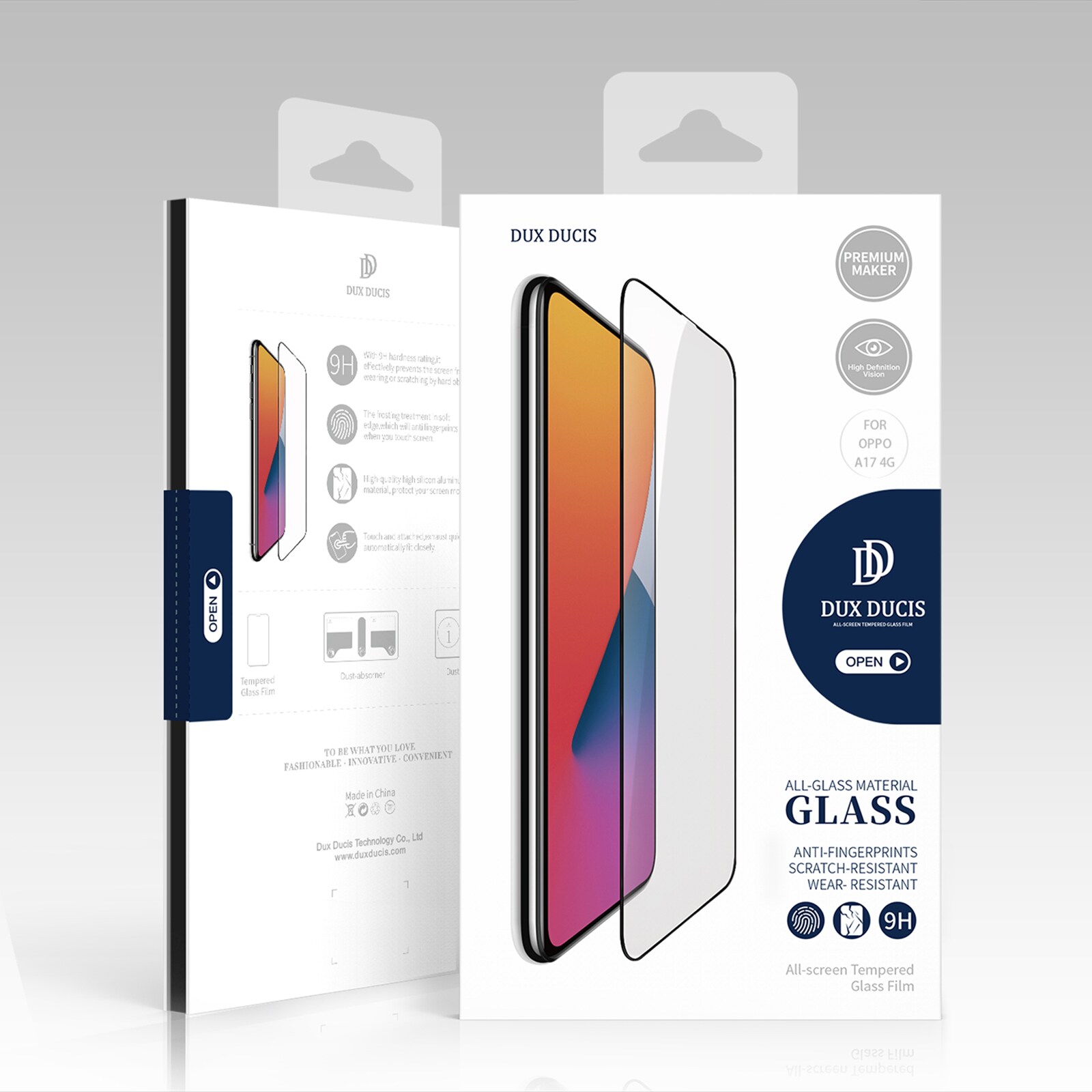 Dux Ducis 9D herdet glass Oppo A17 9H herdet glass med svart ramme
