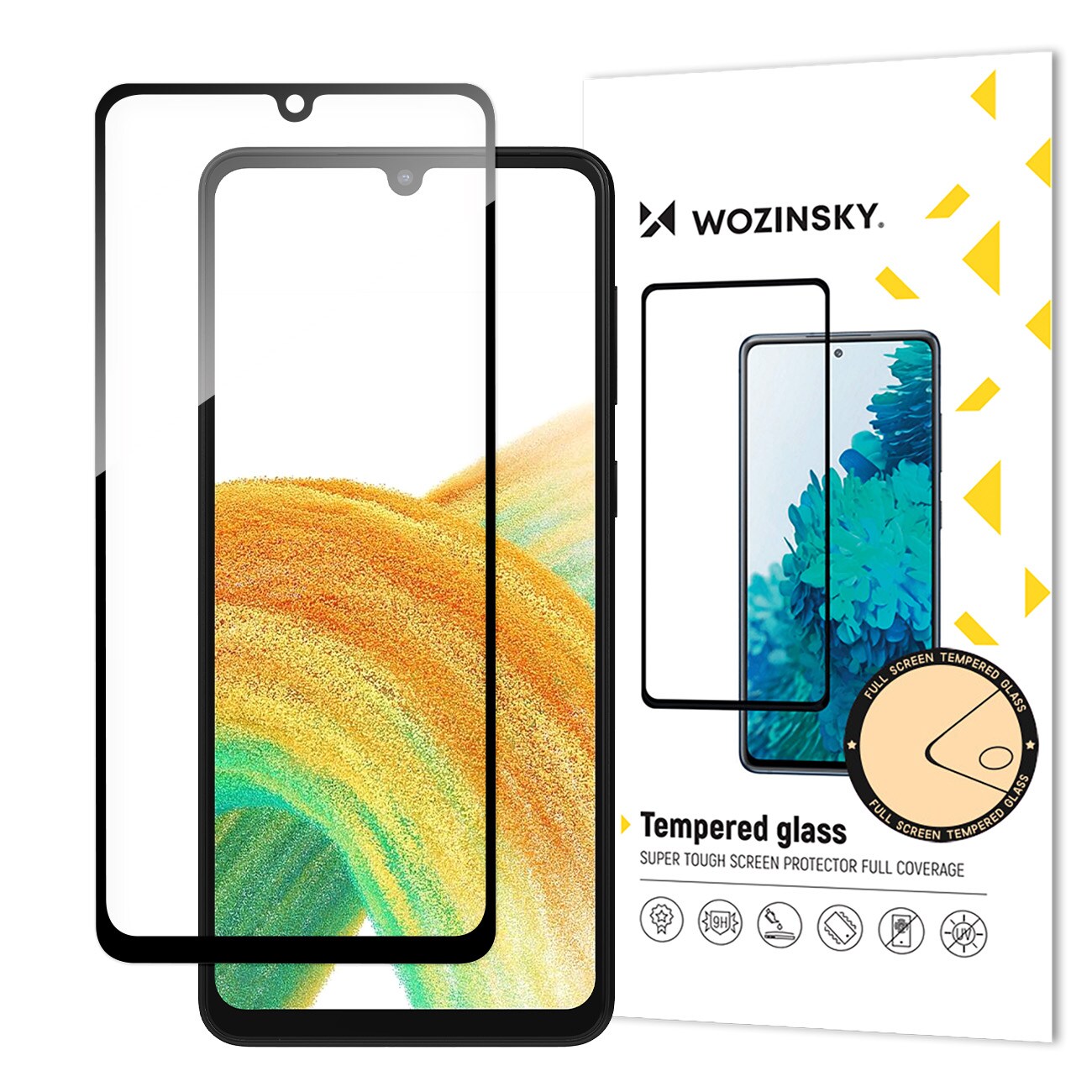 Wozinsky full lim herdet glass for Samsung Galaxy A34 5G 9H fullskjermdeksel svart ramme