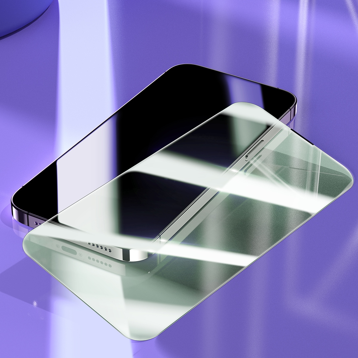Herdet glass i fullskjerm for 14 Pro med antiblått lysfilter, 0,3 mm høyttalerdeksel + ramme