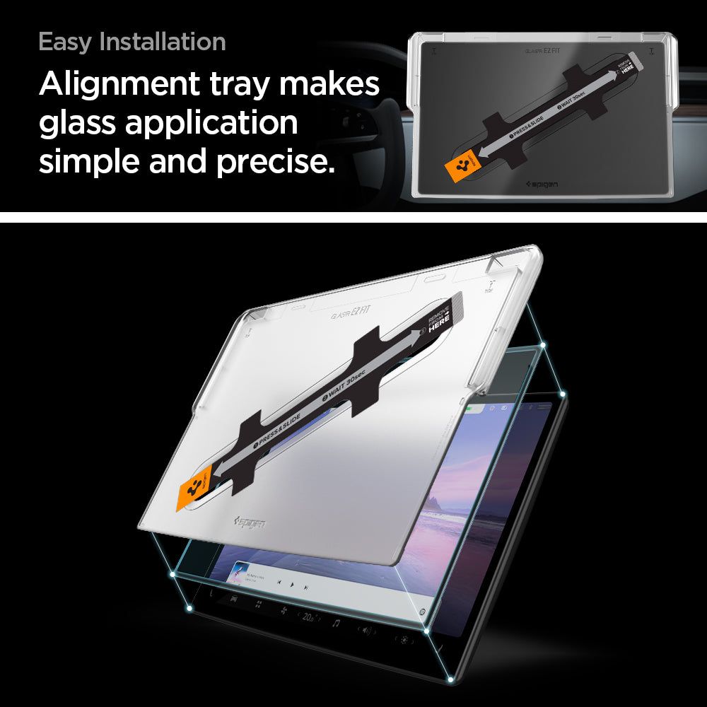 Spigen Glas.tR EZ Fit herdet glass for Tesla Model X 2022 / Model S 2021 - svart