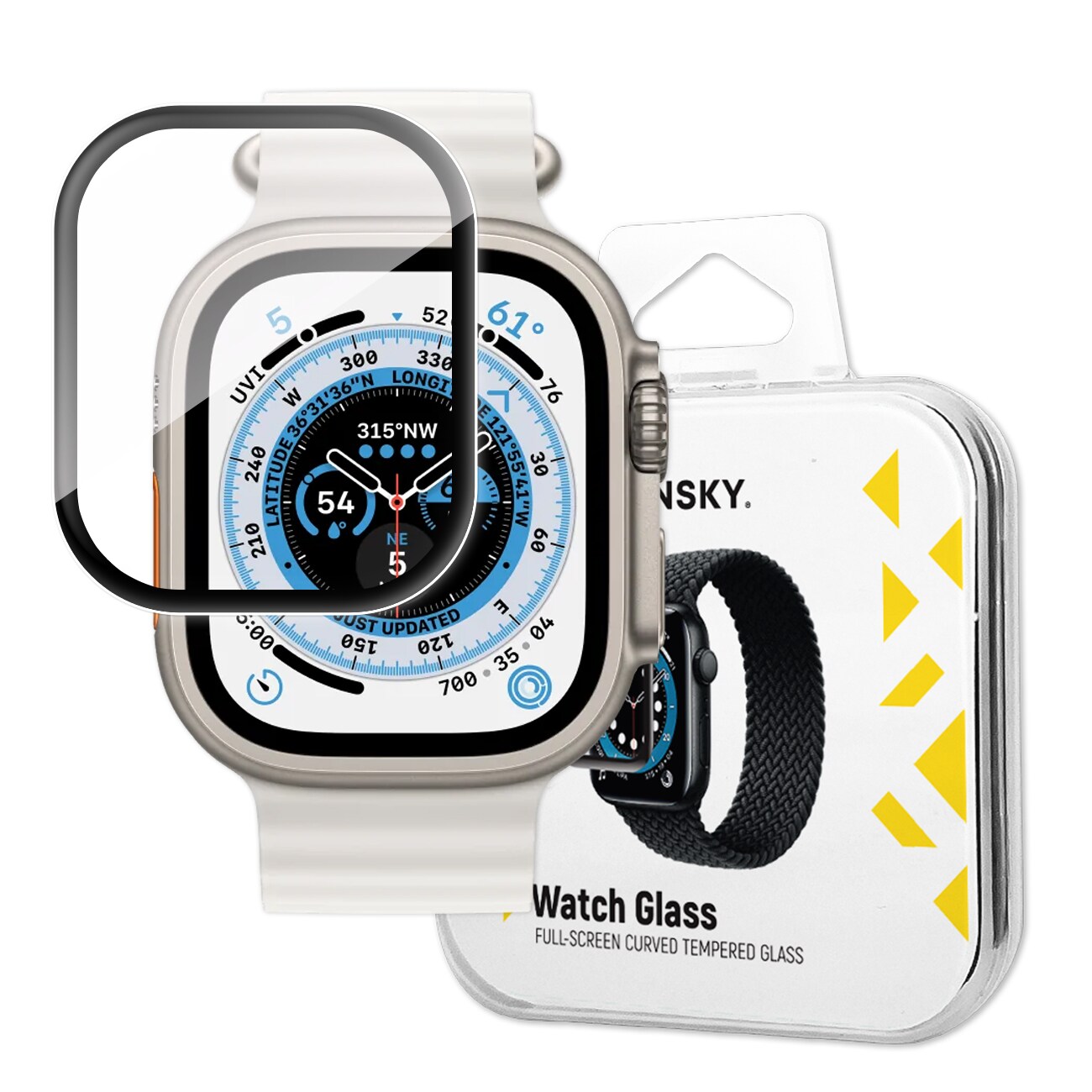 Wozinsky Fullt limt akrylglass for Apple Watch 49mm 9H full skjerm med svart ramme