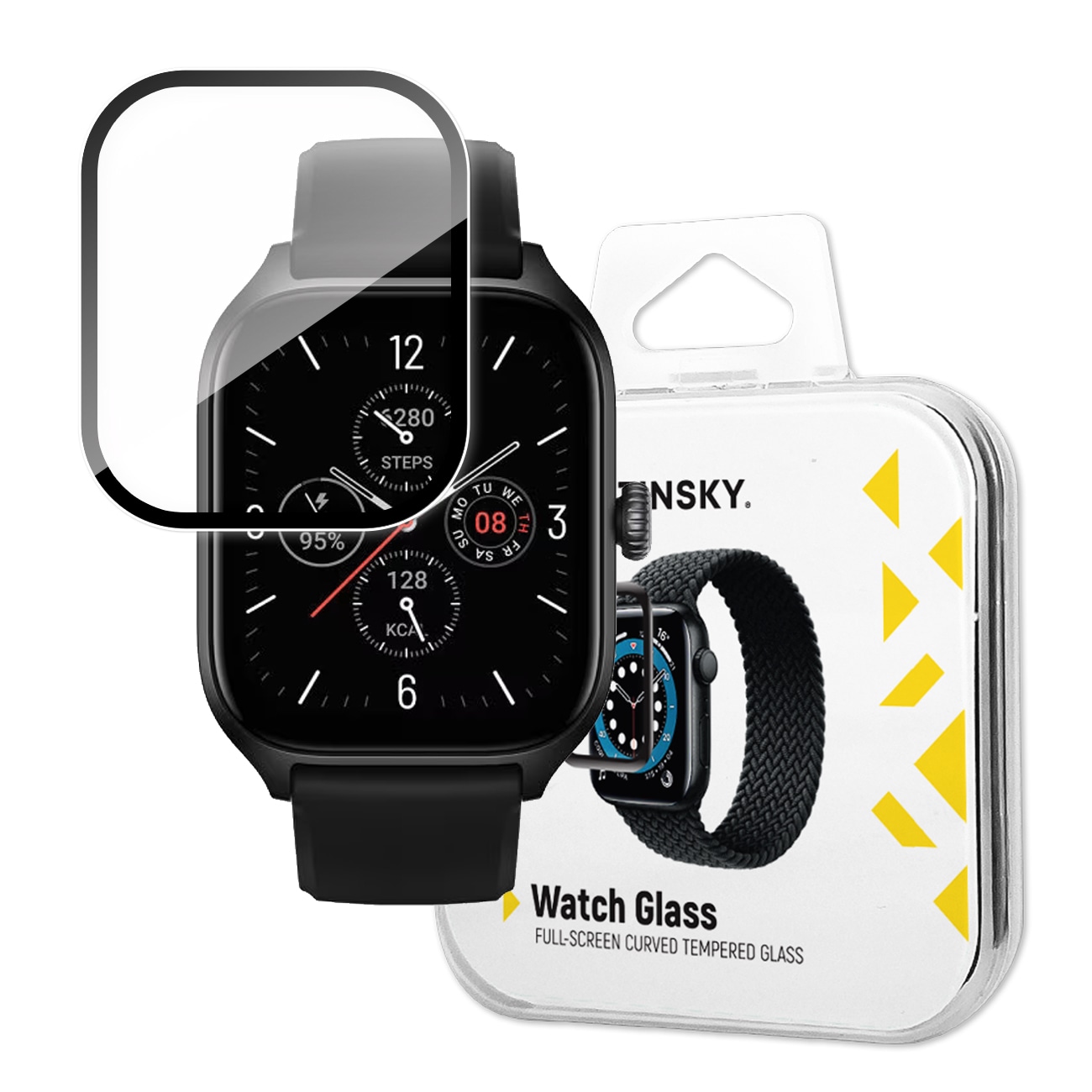 Wozinsky herdet glass for Xiaomi Amazfit GTS 4, 9H full deksel med svart ramme