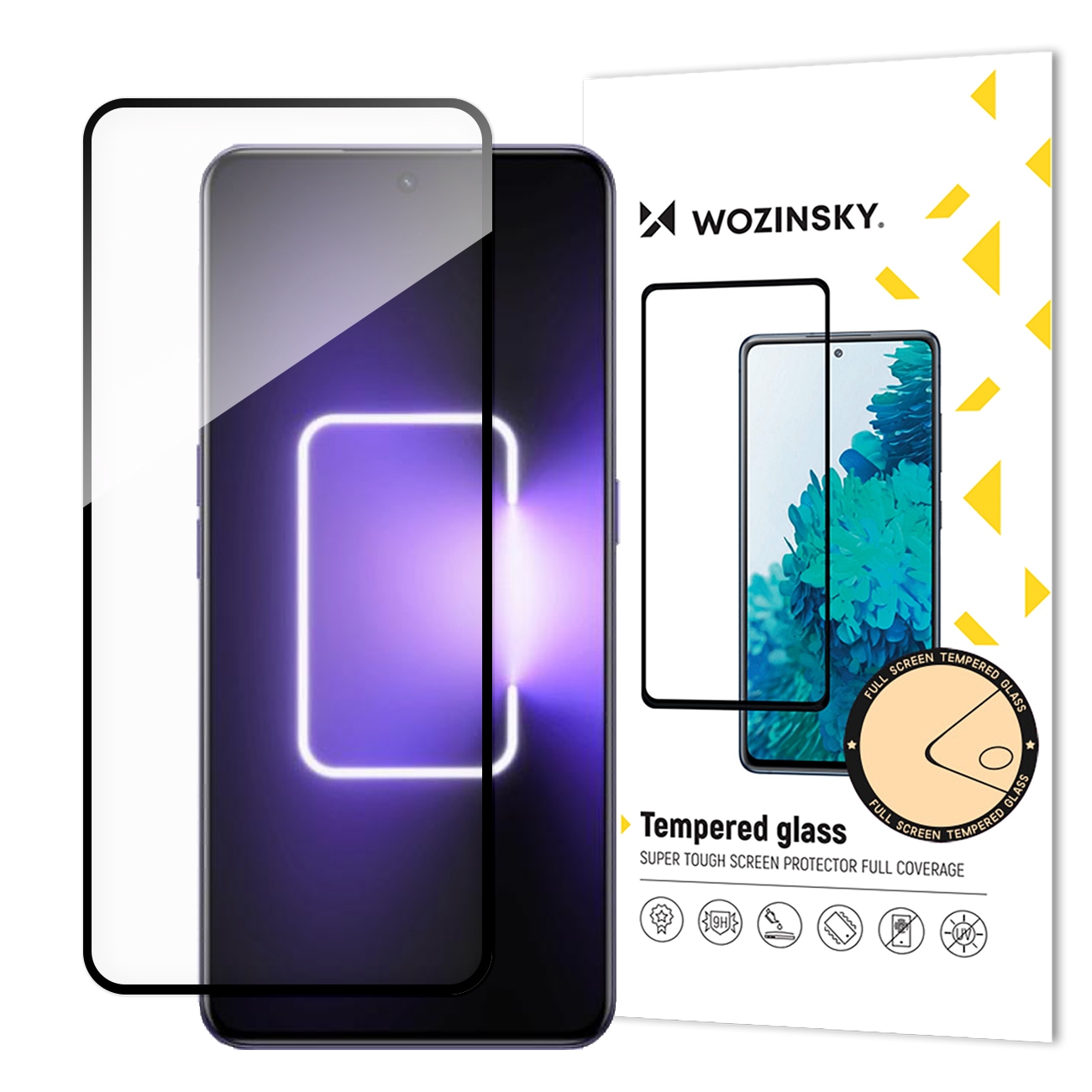 Wozinsky herdet glassdeksel for Realme GT Neo 5/GT3, 9H fullskjerm med svart ramme