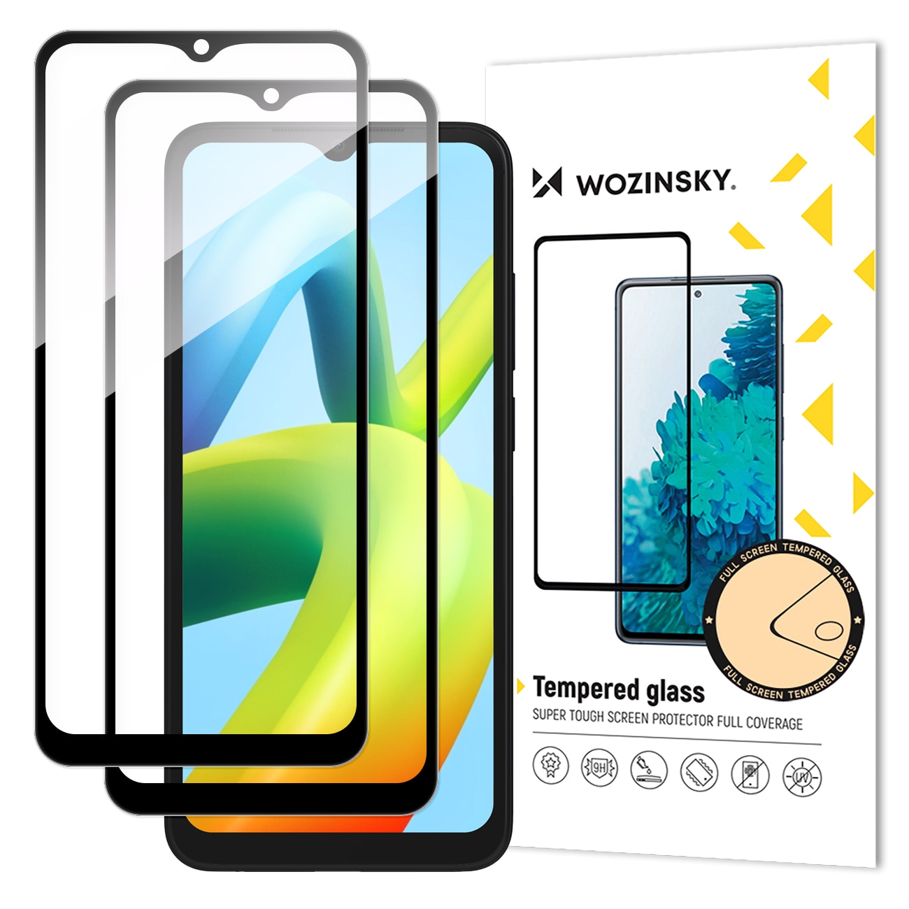Wozinsky herdet glass 2x 9H deksel for Xiaomi Redmi A2/A1 med svart ramme