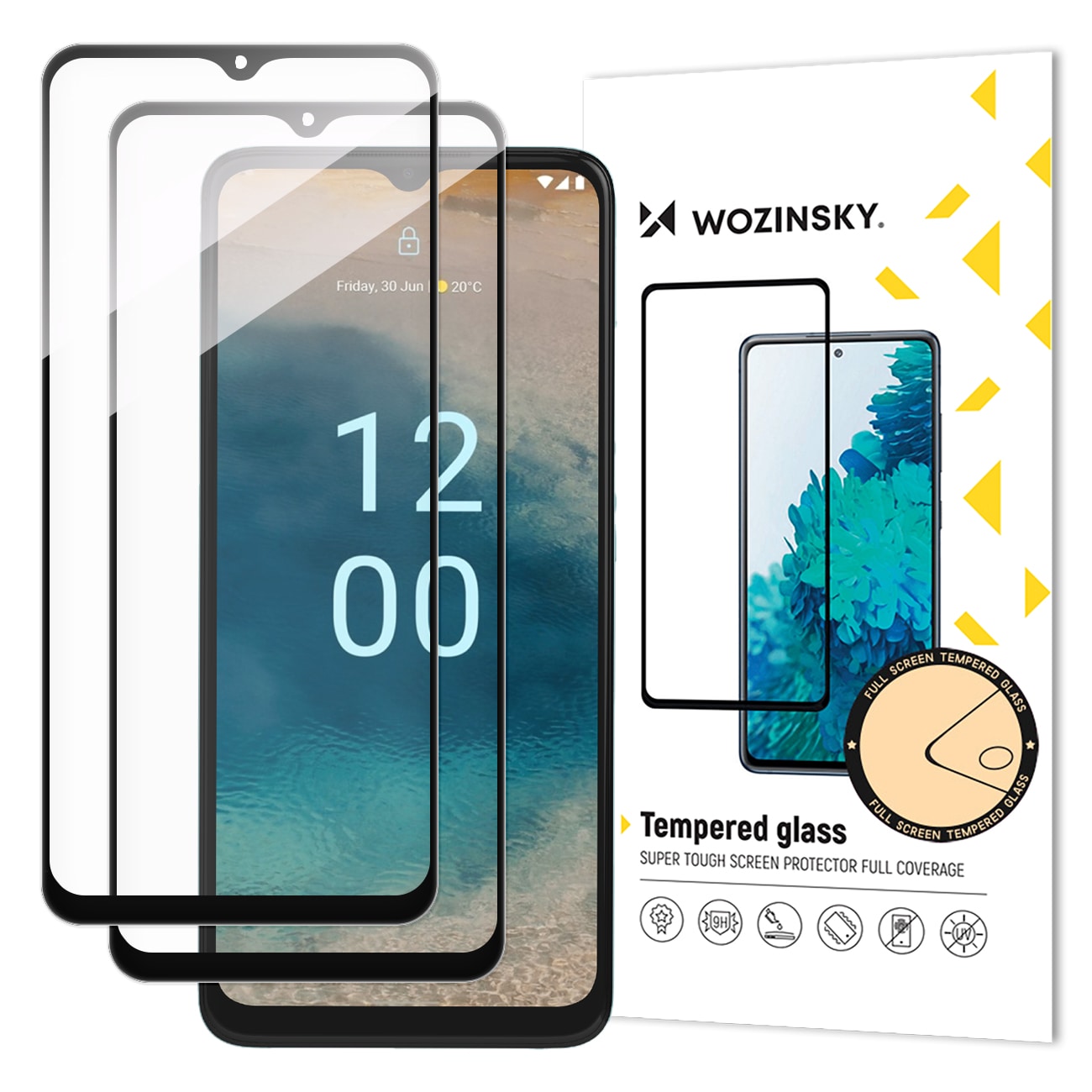 Wozinsky Herdet glass 2x 9H fullskjerm deksel med svart ramme for Nokia G22