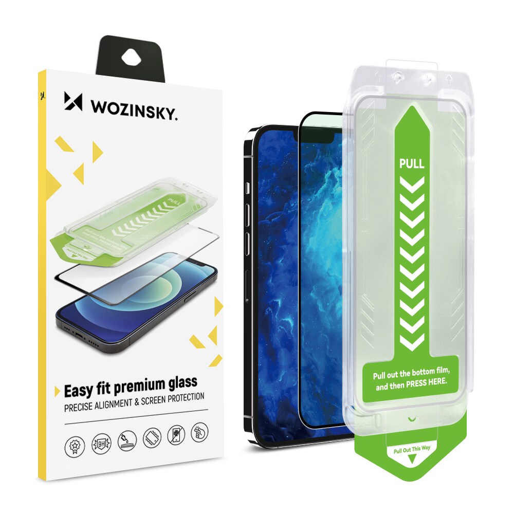 9H herdet glass med monteringsramme for iPhone 14 Wozinsky Premium Glass - svart