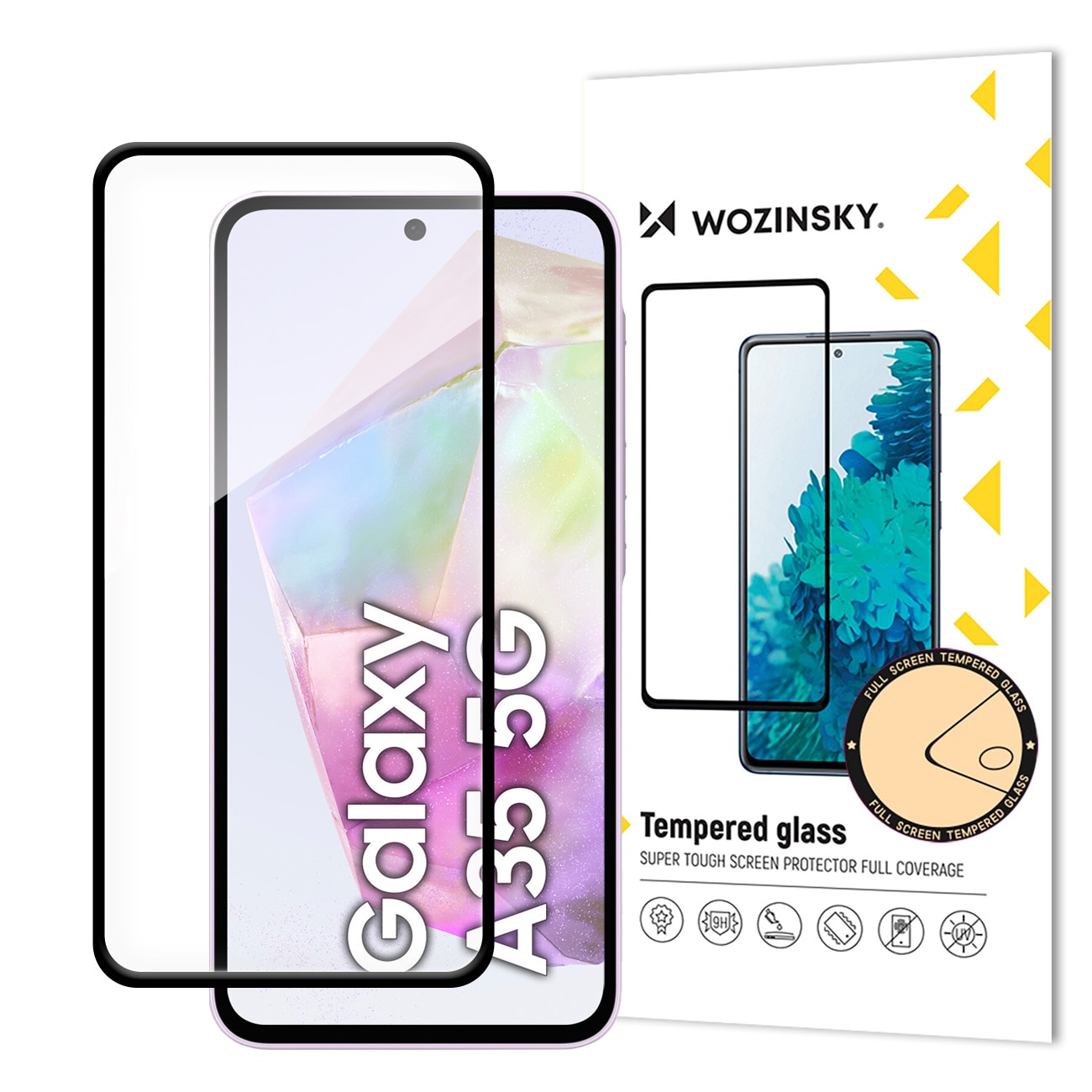 Wozinsky Fullt limt herdet glass for Samsung Galaxy A35 med svart ramme
