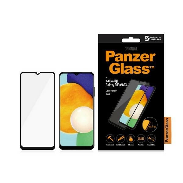 PanzerGlass E2E Vanlig herdet glass for Samsung Galaxy A03 - med svart ramme