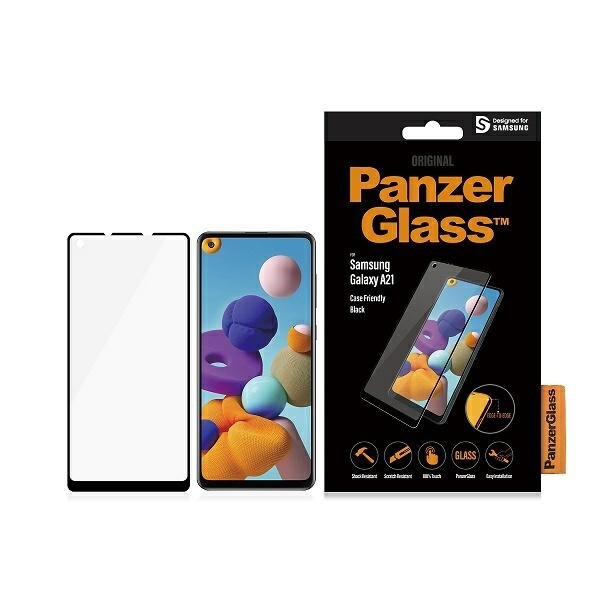 PanzerGlass E2E Vanlig herdet glass for Samsung Galaxy A21 - med svart ramme