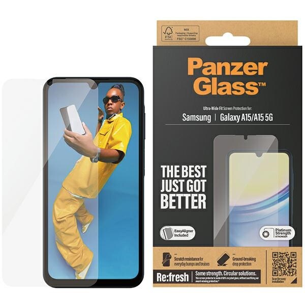 PanzerGlass Ultra-Wide Fit herdet glass for Samsung Galaxy A15 / A15 5G