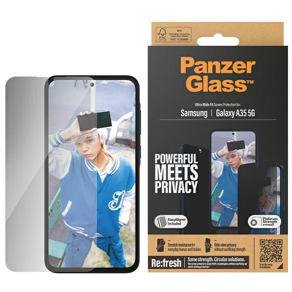PanzerGlass Ultra-Wide Fit Privacy Herdet glass med posisjonering for Samsung Galaxy A35 5G