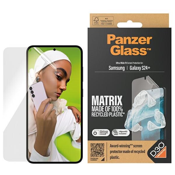 PanzerGlass Ultra-Wide Fit herdet glass med D3O® med applikator for Samsung Galaxy S24+