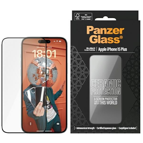 PanzerGlass Keramisk beskyttelsesglass for iPhone 15 Plus med posisjoneringsenhet