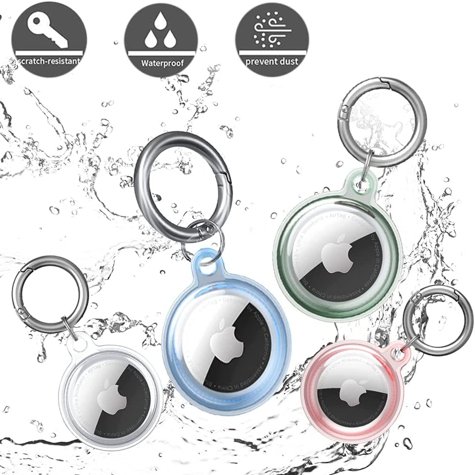 Apple AirTag vanntett etui - gjennomsiktig, grønn, blå, rosa - 4 stk