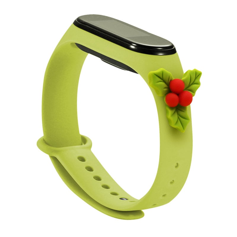 Strap Xmas for Xiaomi Mi Band 3 / 4 Christmas Silicone Strap Armbånd med Holly - Grønn